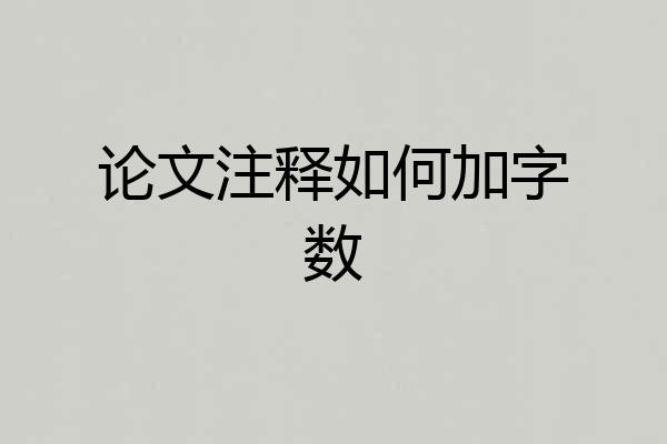 论文注释如何加字数