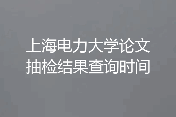 上海电力大学论文抽检结果查询时间