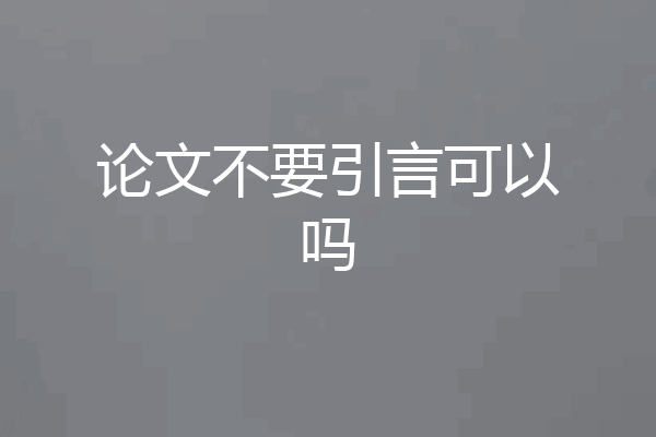 论文不要引言可以吗