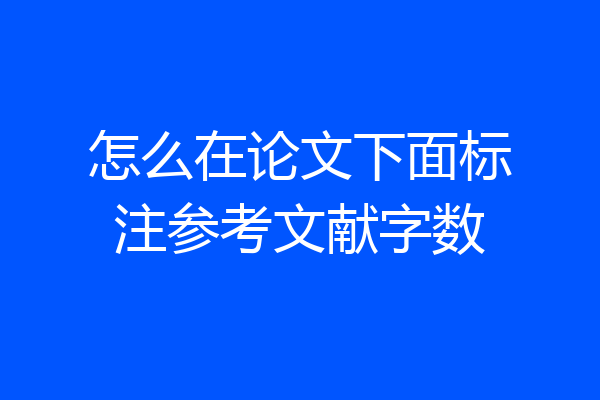 怎么在论文下面标注参考文献字数