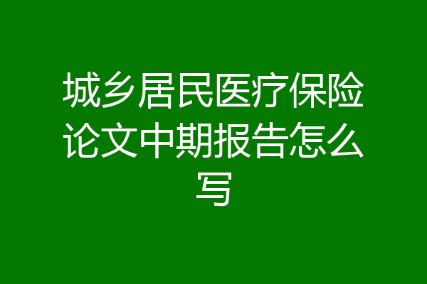城乡居民医疗保险论文中期报告怎么写