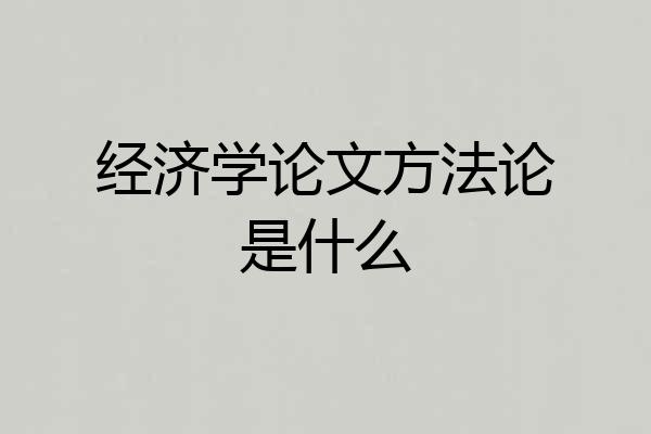 经济学论文方法论是什么
