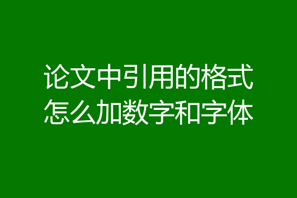 论文中引用的格式怎么加数字和字体