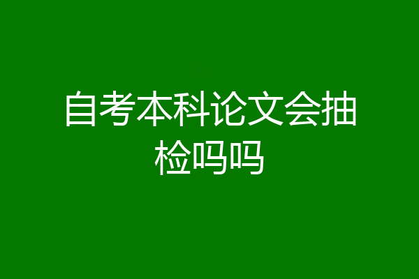 自考本科论文会抽检吗吗