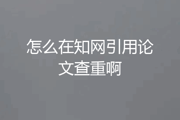 怎么在知网引用论文查重啊