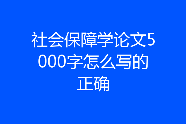 社会保障学论文5000字怎么写的正确