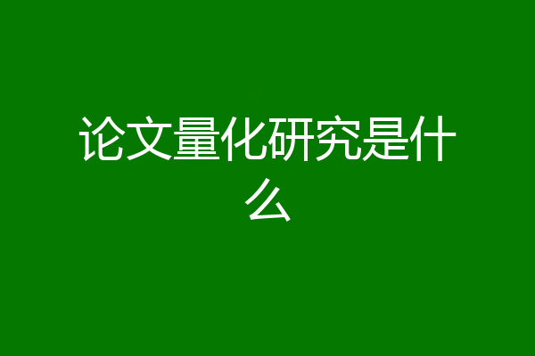 论文量化研究是什么