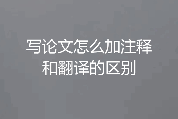 写论文怎么加注释和翻译的区别