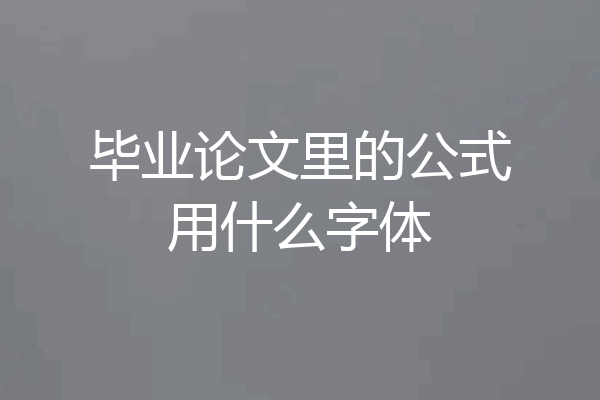 毕业论文里的公式用什么字体