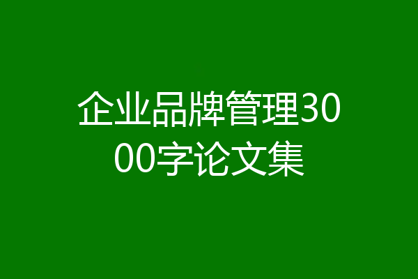 企业品牌管理3000字论文集