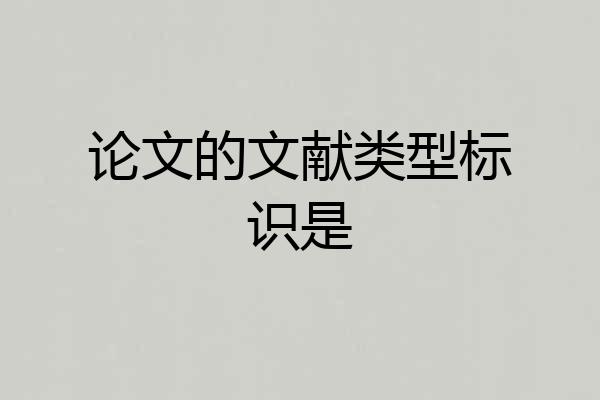 论文的文献类型标识是