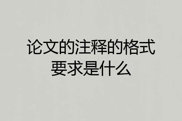 论文的注释的格式要求是什么