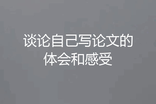 谈论自己写论文的体会和感受