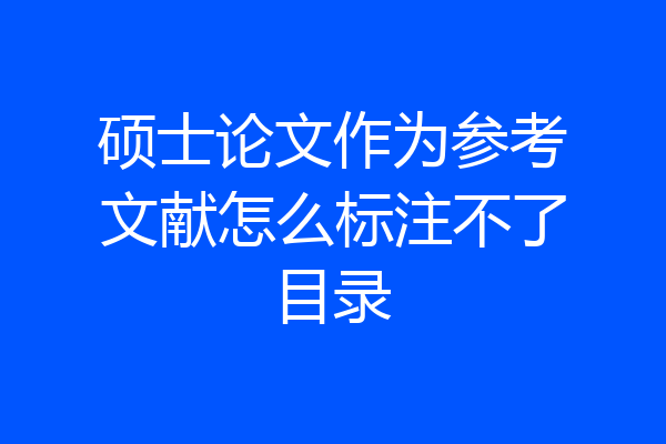 硕士论文作为参考文献怎么标注不了目录