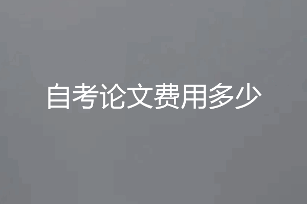 自考论文费用多少