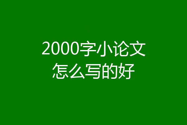 2000字小论文怎么写的好