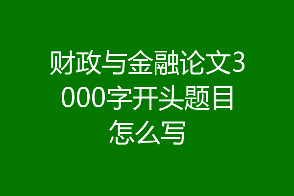 财政与金融论文3000字开头题目怎么写