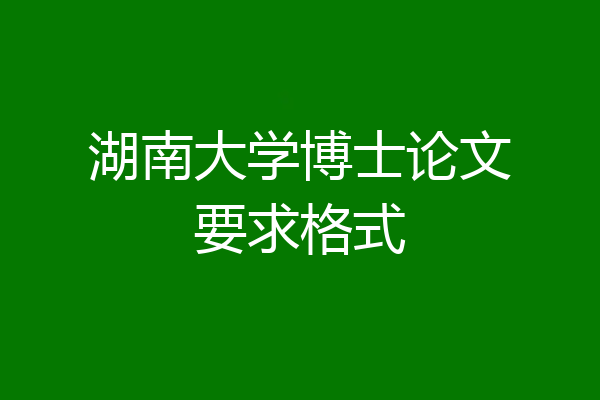 湖南大学博士论文要求格式