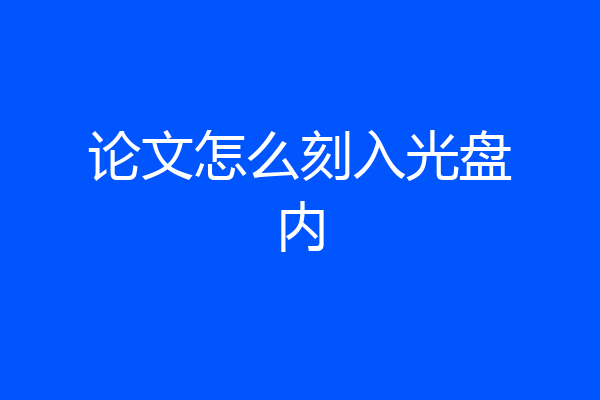 论文怎么刻入光盘内