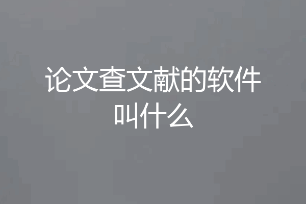 论文查文献的软件叫什么