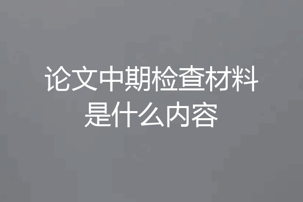 论文中期检查材料是什么内容