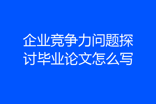 企业竞争力问题探讨毕业论文怎么写