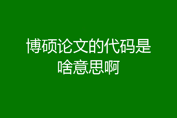 博硕论文的代码是啥意思啊