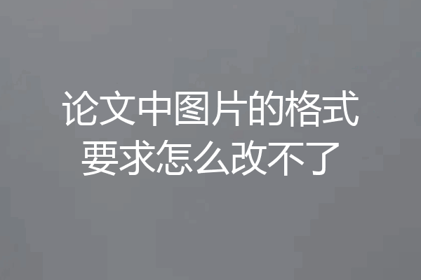 论文中图片的格式要求怎么改不了