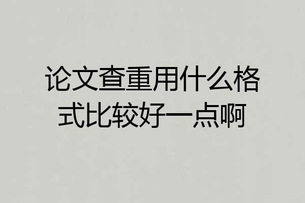 论文查重用什么格式比较好一点啊