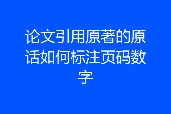 论文引用原著的原话如何标注页码数字