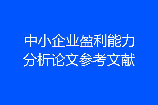 中小企业盈利能力分析论文参考文献