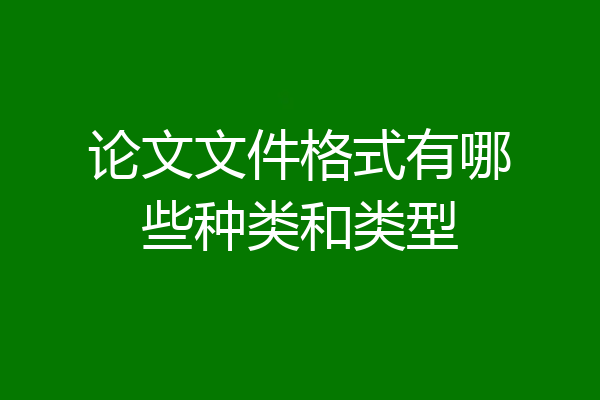 论文文件格式有哪些种类和类型