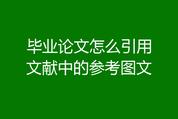 毕业论文怎么引用文献中的参考图文