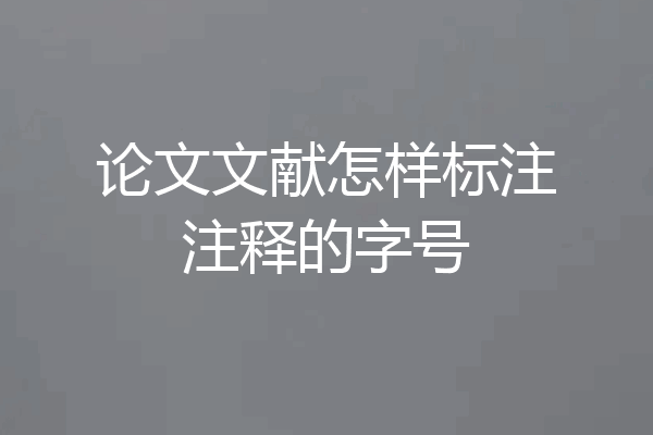 论文文献怎样标注注释的字号