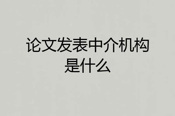 论文发表中介机构是什么