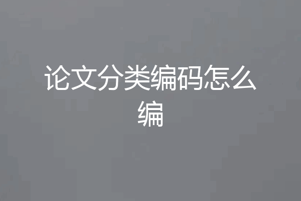 论文分类编码怎么编
