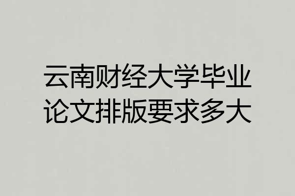 云南财经大学毕业论文排版要求多大