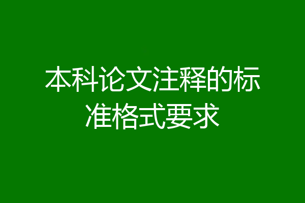 本科论文注释的标准格式要求