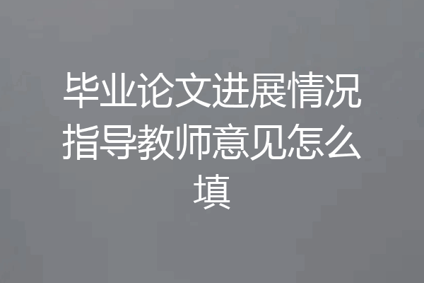 毕业论文进展情况指导教师意见怎么填