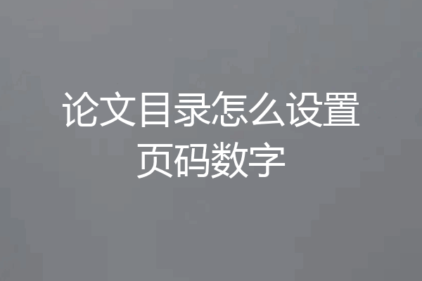 论文目录怎么设置页码数字
