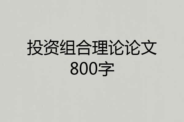 投资组合理论论文800字