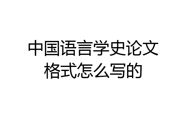 中国语言学史论文格式怎么写的