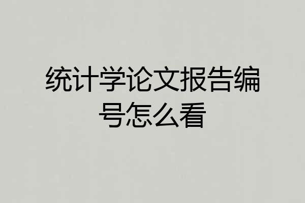 统计学论文报告编号怎么看