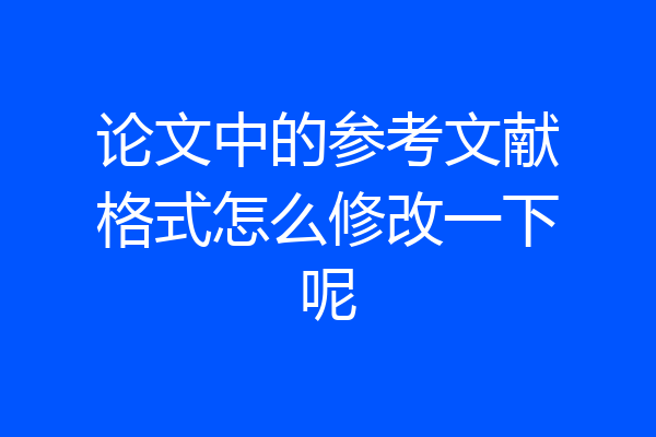 论文中的参考文献格式怎么修改一下呢