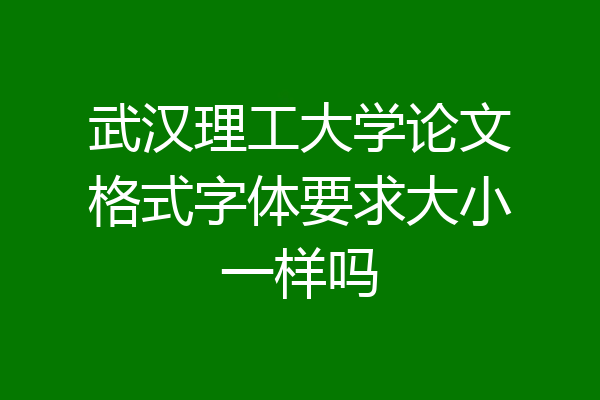 武汉理工大学论文格式字体要求大小一样吗