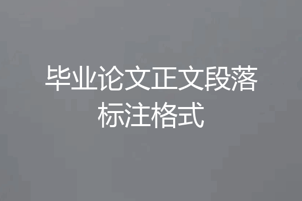 毕业论文正文段落标注格式