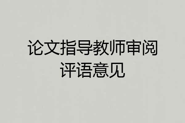 论文指导教师审阅评语意见