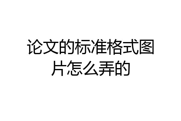 论文的标准格式图片怎么弄的
