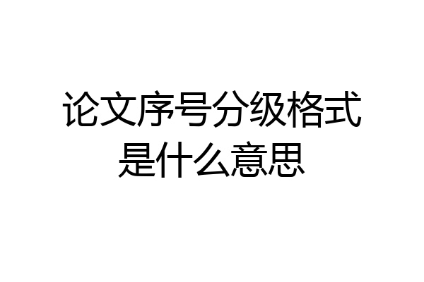 论文序号分级格式是什么意思