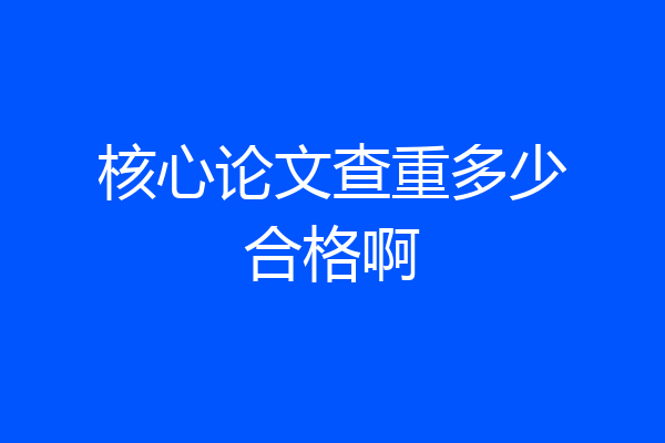核心论文查重多少合格啊